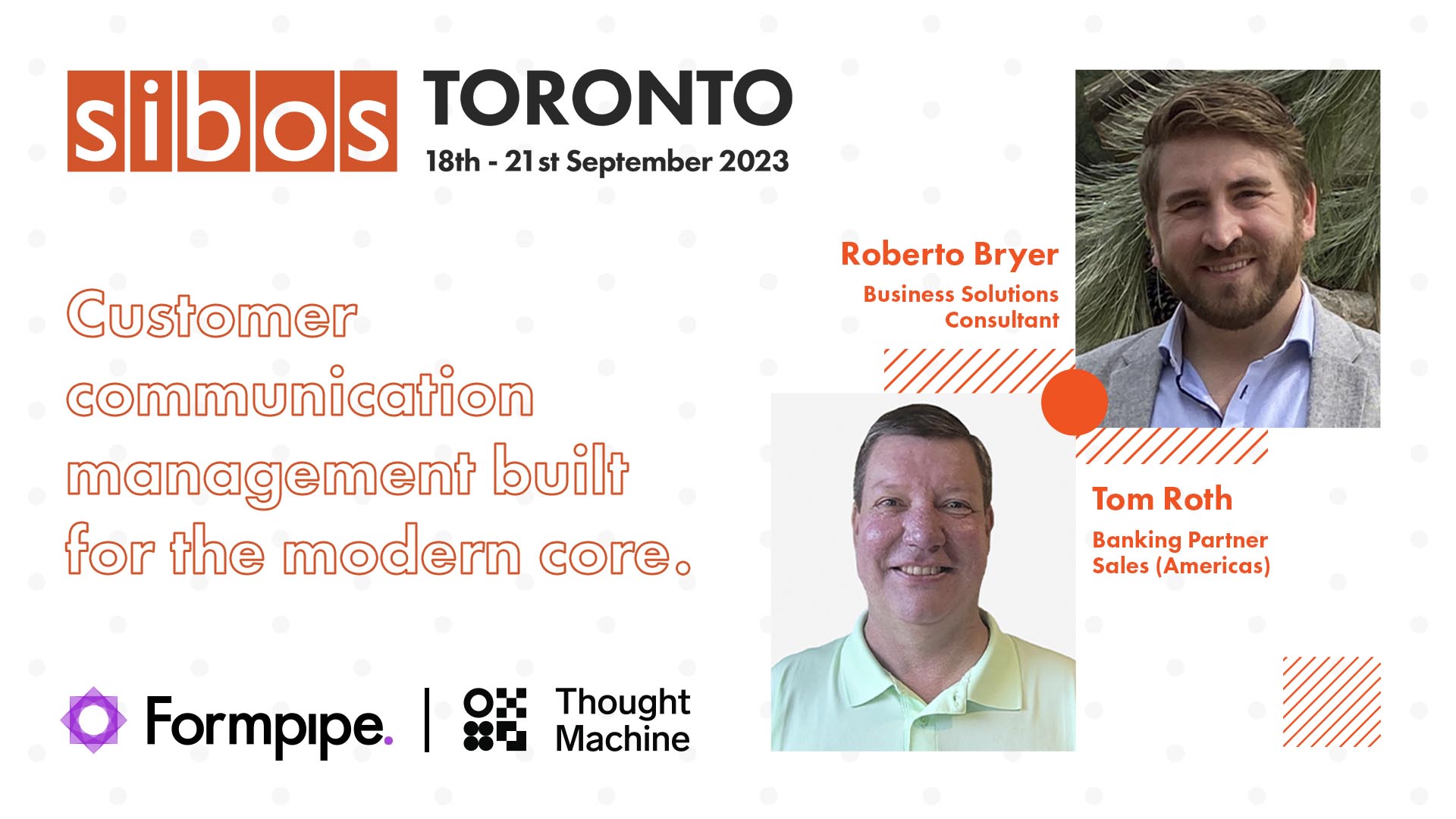 Tom Roth and Roberto Bryer attending Sibos 2023 in Toronto.