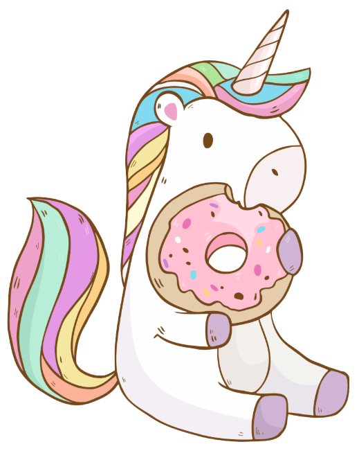 Unicorn eating donut