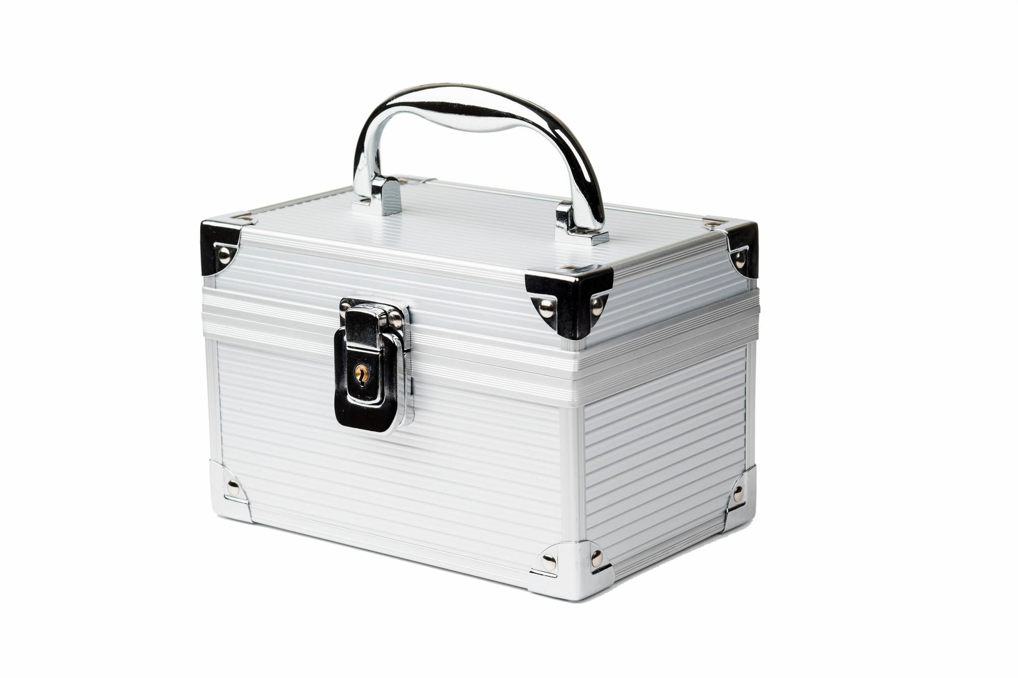 <p>Chromed box with lock and handle.</p>
