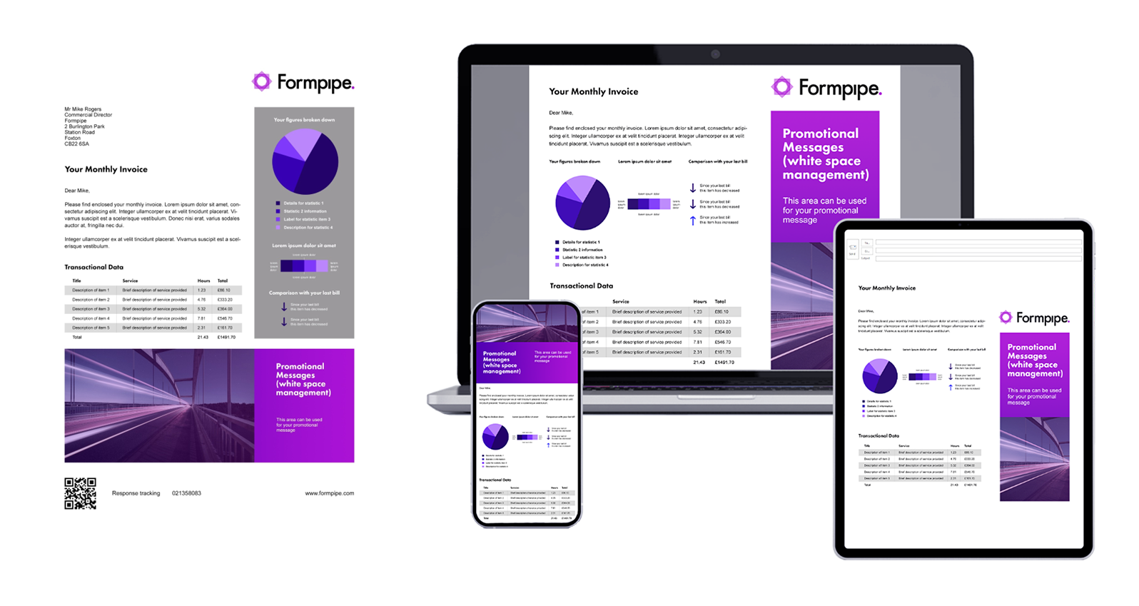 <p>Formpipe documents showed on different devices.</p>