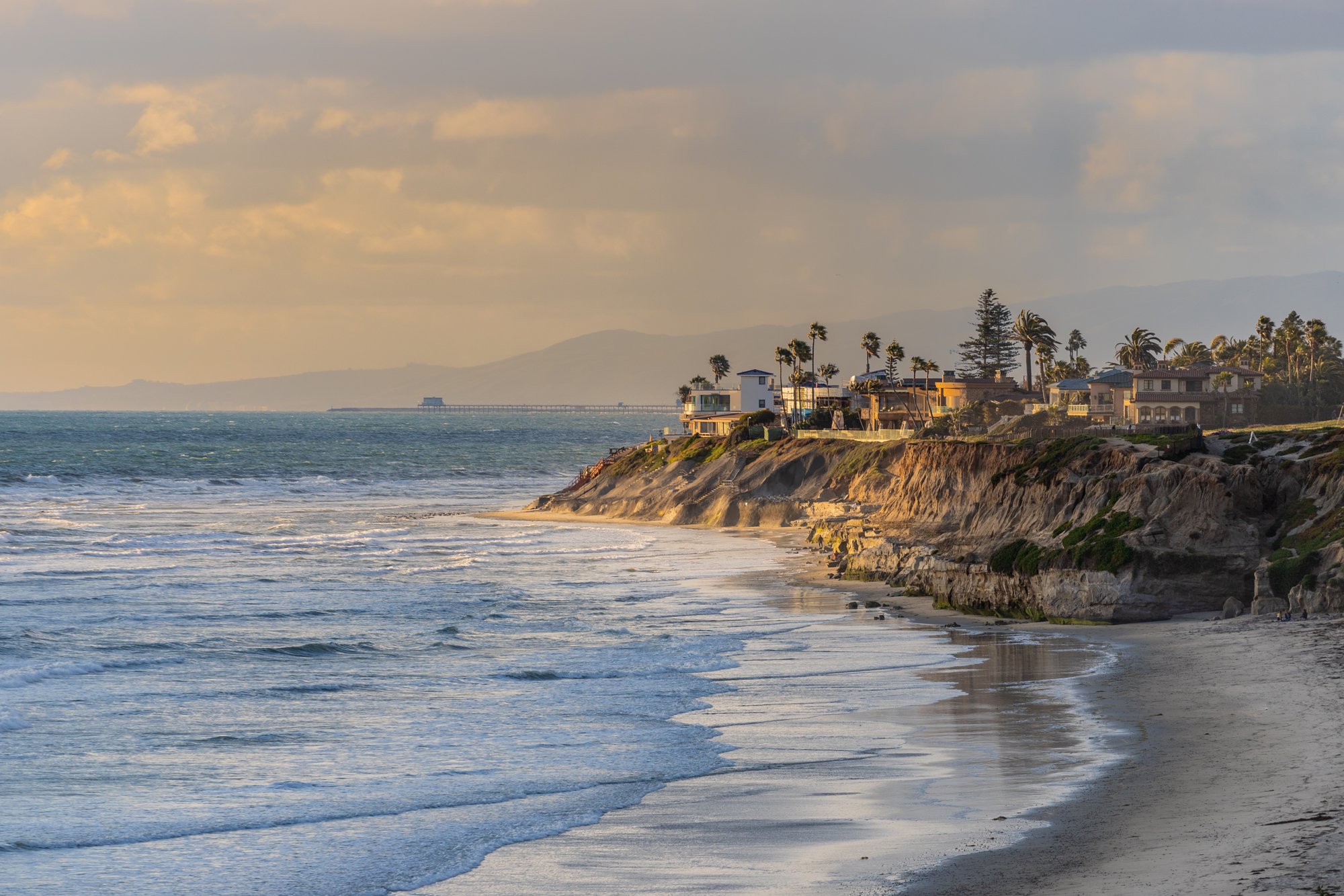 <p>Carlsbad, California, coastline in the dusk</p>