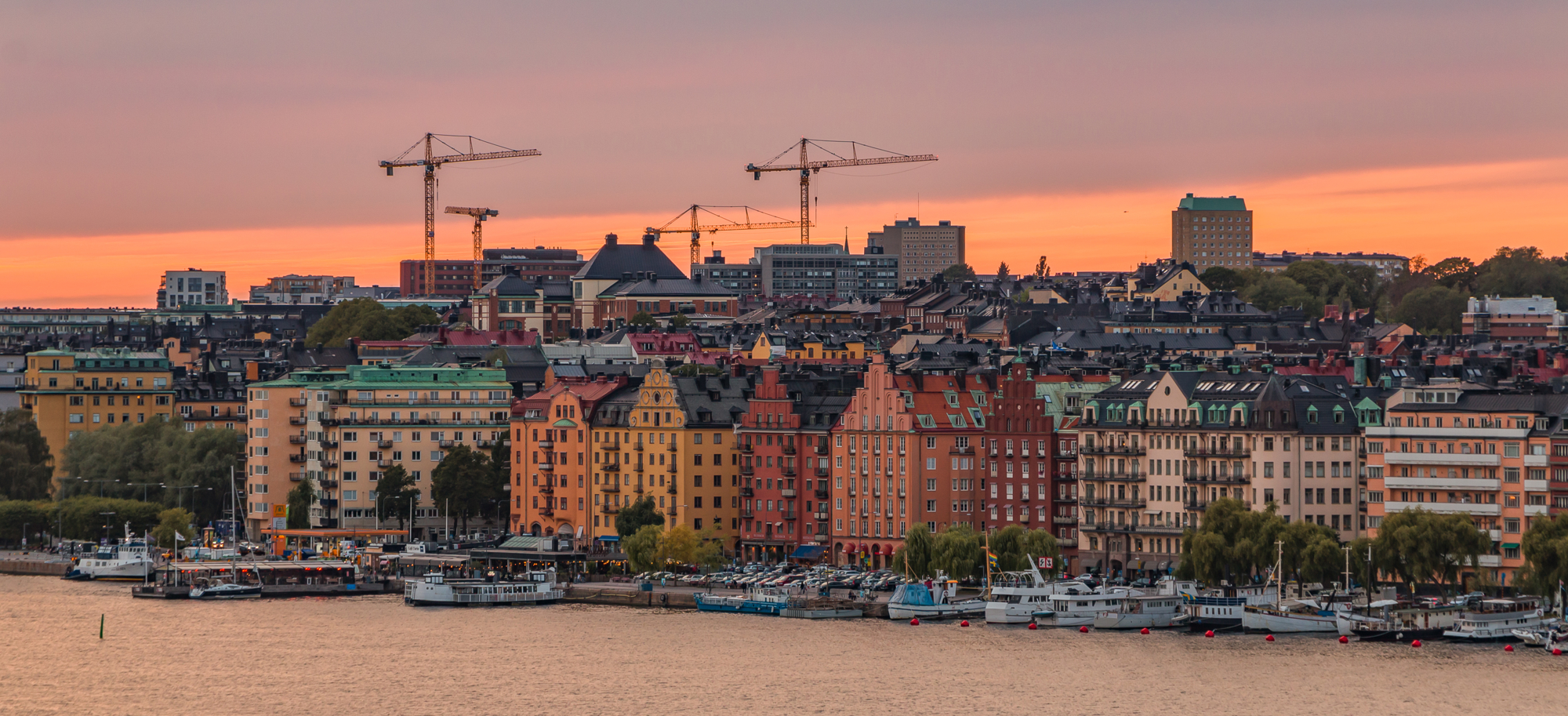<p>Sunset over Kungsholmen in Stockholm, Sweden.</p>