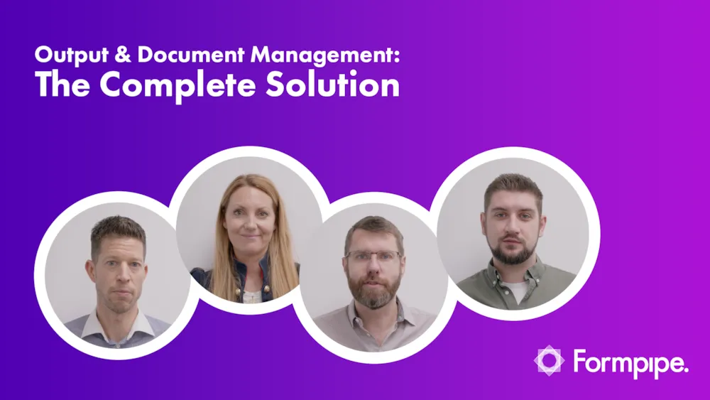 <p>Mark Stevens, Pernille Wichmann, Stuart Norman and Dene Palmer talks about Formpipe's complete solution for output and document management within the cloud.</p>