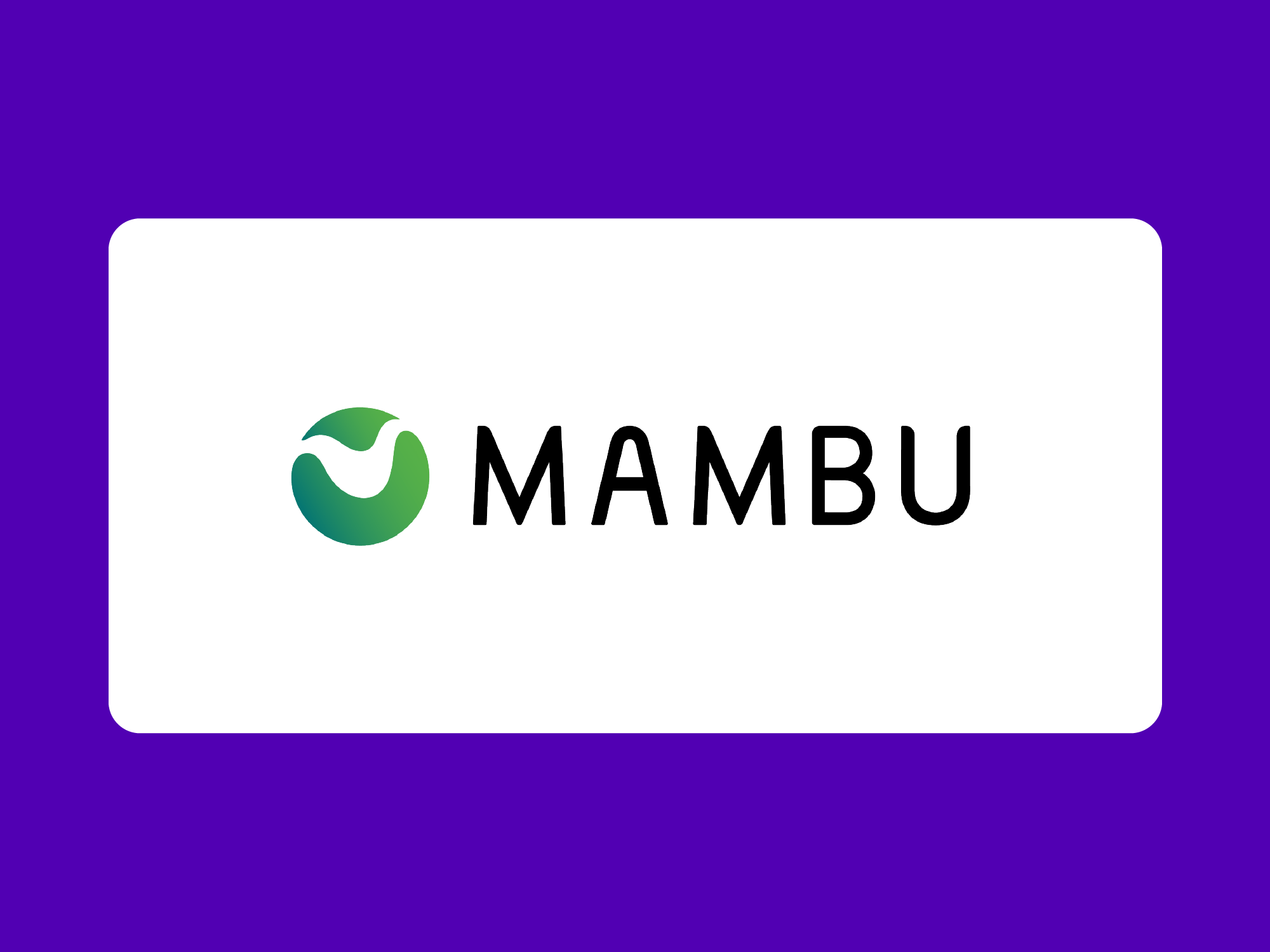 Mambu logo in a white box surrounded by a purple outline.