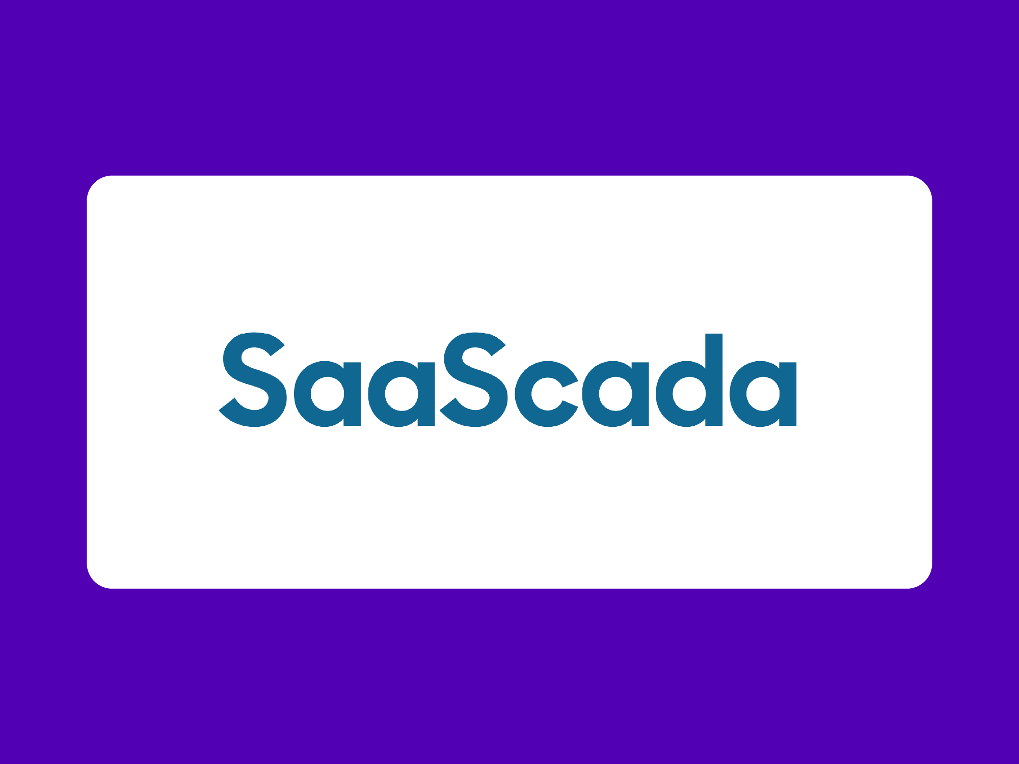 SaaScada logo in a white box surrounded by a purple outline.