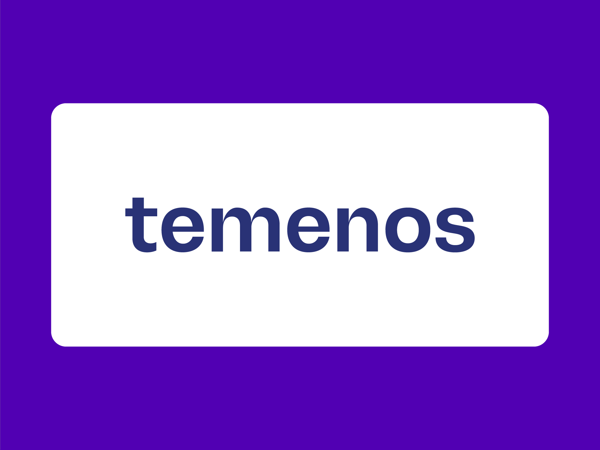 Temenos logo in a white box surrounded by a purple outline.