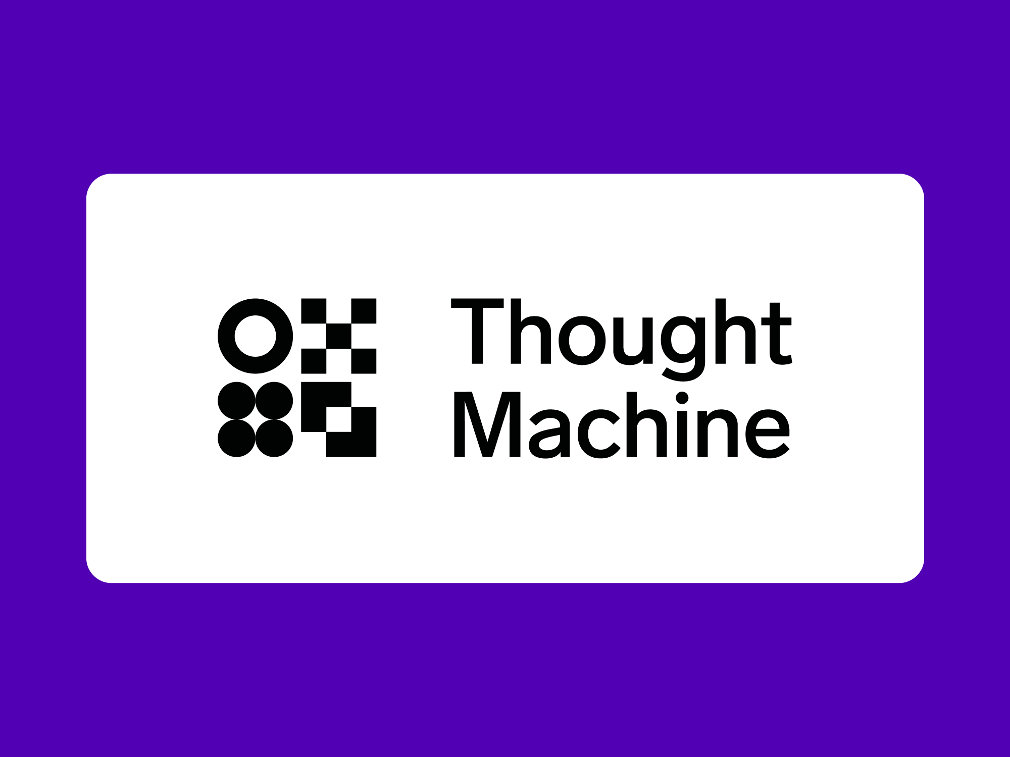 Thought Machine logo in a white box surrounded by a purple outline.