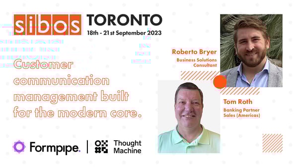 Tom Roth and Roberto Bryer attending Sibos 2023 in Toronto.